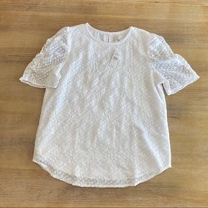 NWT Loft White Dot Puff Sleeve Top Medium